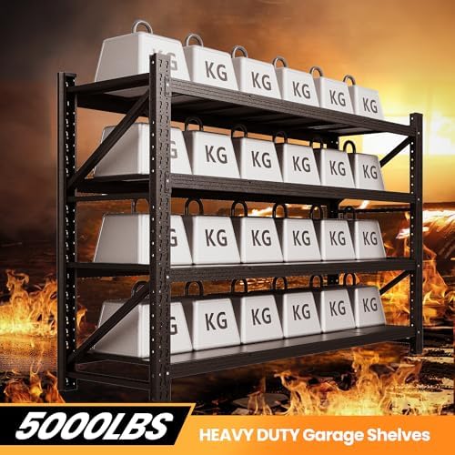 AFAIF 71 W Heavy Duty Metal Storage Shelves 4 Tier Black