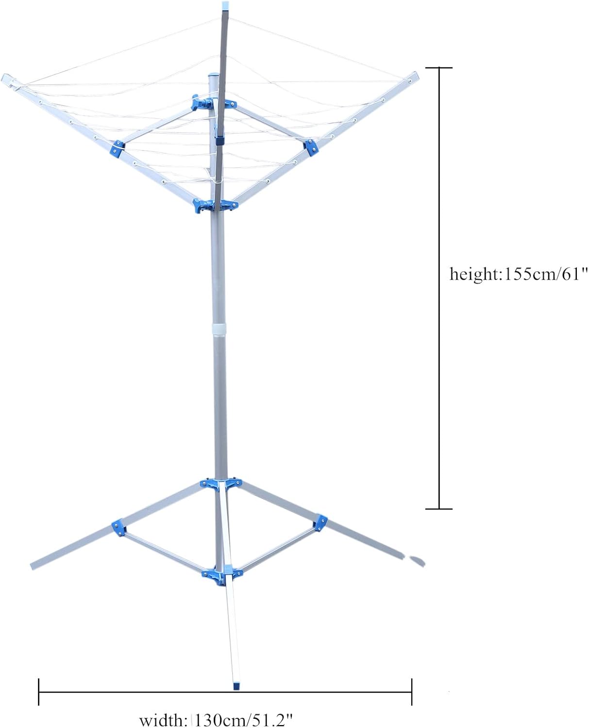 Rotary Clothes Drying Rack 60 Inch 3 Arms Metal