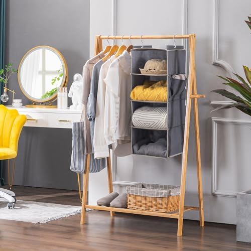 YOUDENOVA 4-Shelf Hanging Closet Organizer Grey