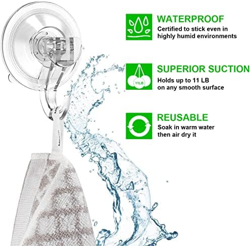 LUXEAR Suction Cup Hooks 2 Pack Clear