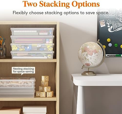 Lifewit 4 Pack Clear Plastic Storage Boxes with Latching Lids
