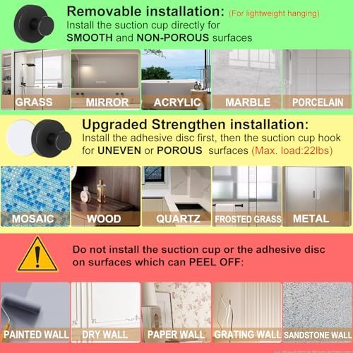 ZESLMG Suction Cup Hooks for Glass Wall 2 Pack