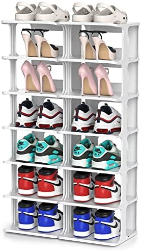 ZOINLIY Stackable Shoe Organizer for Small Spaces Grey Free Standing Rack