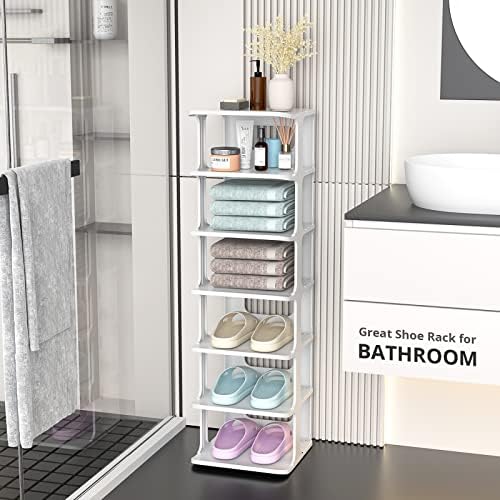 ZOINLIY Stackable Shoe Organizer for Small Spaces Grey Free Standing Rack