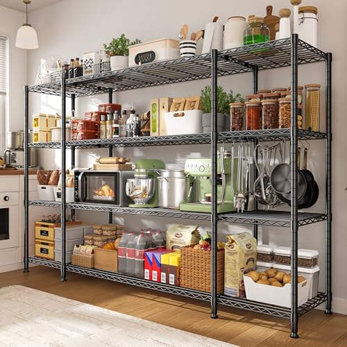 REIBII 784W 4-Tier Metal Shelving Unit 1500LBS Load Capacity