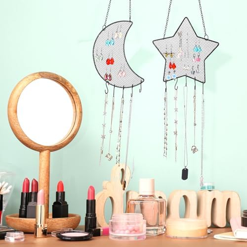 Jetec 2 Pcs Diamond Grid Earring Wall Holder Organizer