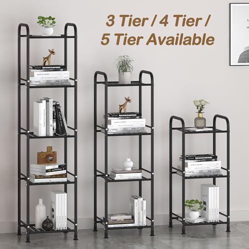 3 Tier Narrow Bathroom Shelf Unit Matte Black Metal Storage Rack for Kitchen Living Room