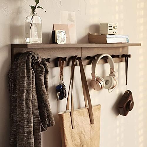 XAOMLP Walnut Finish Wall-Mounted Coat Rack