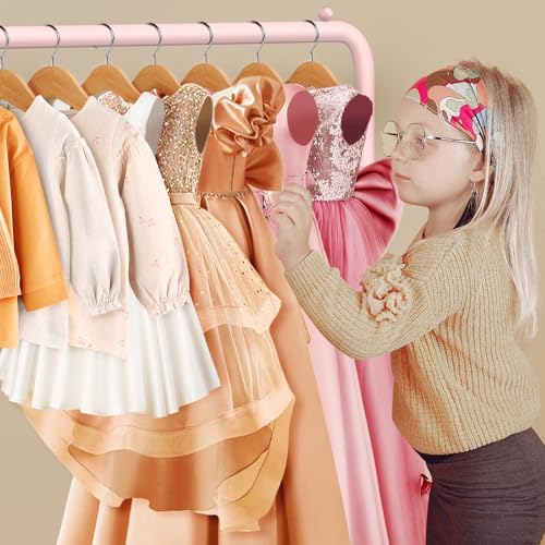 Kids Dress Up Rack with 2 Fabric Shelves and U-Shape Base
