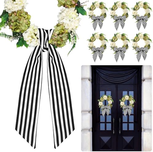 XunYee 6 Piece Black and White Wreath Sash Set