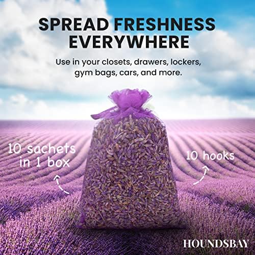 10 Lavender Sachet Bags with Hanger Hooks