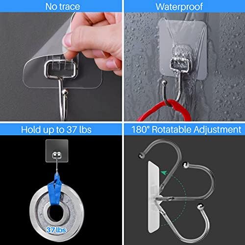 Antimbee 10-Pack Heavy Duty Adhesive Hooks 37 lb Max
