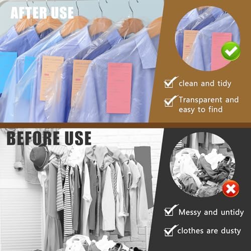 20 Pack Clear Clothes Covers for Hanging Garments Plastic Dry Cleaning Bags