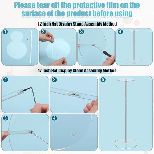 Geetery 8 Pcs Acrylic Hat Stand Adjustable Display Rack