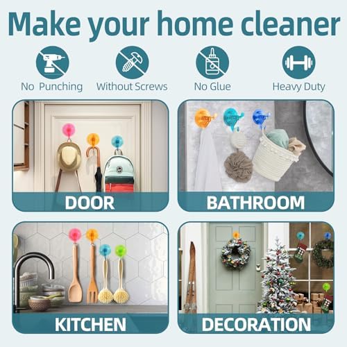 Antimbee Suction Cup Hooks 10 Pack Multi-Color Reusable