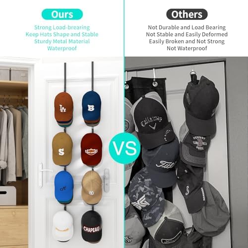 HapiRm Double Door Hat Rack with 8 Hooks 2 Pack Storage for Hats and Accessories