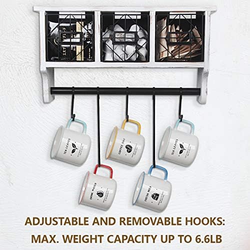Butizone Rustic Wall Mounted Coat Rack with Hooks and Baskets