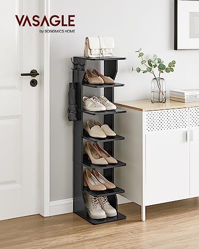 VASAGLE 7 Tier Vertical Shoe Rack Black