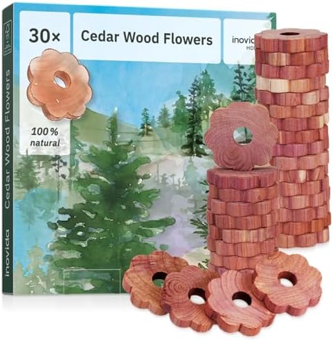 30 Natural Cedar Wood Rings for Wardrobe Freshener