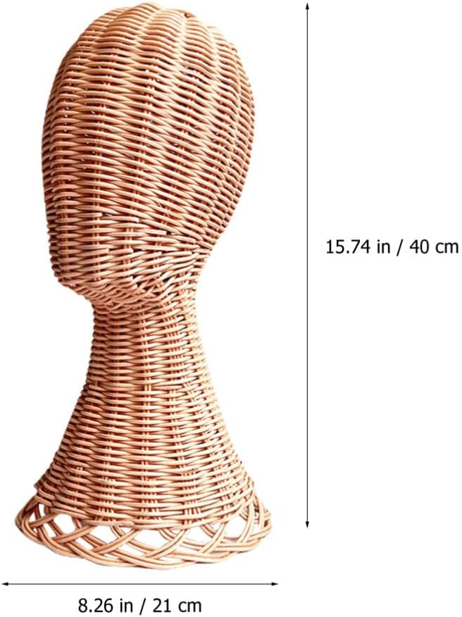 EXCEART Rattan Hat Display Stand for Wigs and Caps