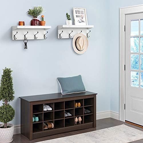 AHDECOR Entryway Floating Coat Rack 4 Hangers White Set of 2