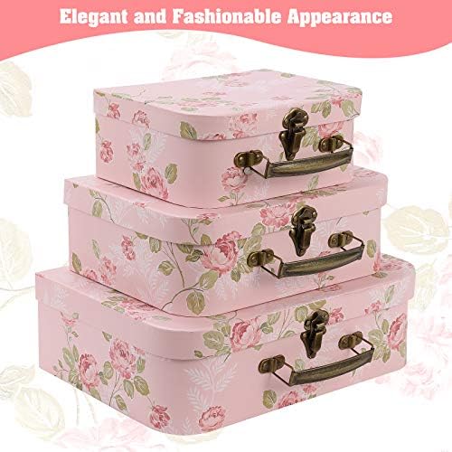 Set of 3 Decorative Storage Boxes With Lids for Home Decor and Gift Storage Pink Flowers Design