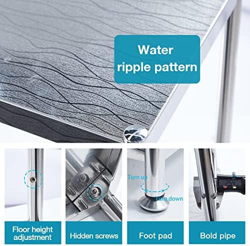 Stainless Steel Shelves 4 Tier Kitchen Storage Shelves Water Ripple Texture Durable and Waterproof