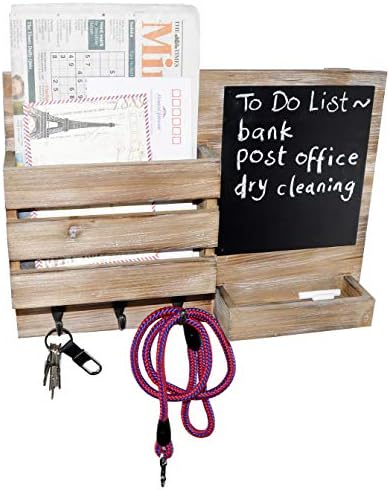 Rustic Key Hooks Holder with Chalkboard
