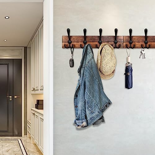 IBosins Wall Mounted Coat Rack with 8 Black Tri Hooks