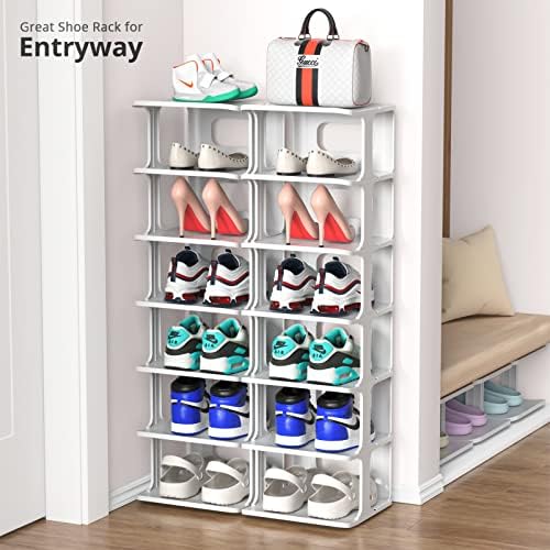 ZOINLIY Stackable Shoe Organizer for Small Spaces Grey Free Standing Rack