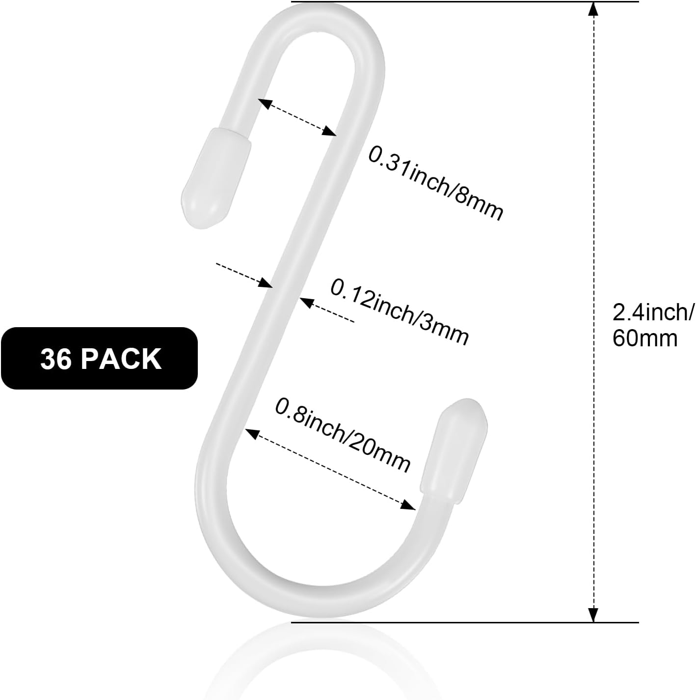 Hotop 36pcs Heavy Duty S Hooks White 24 Inch