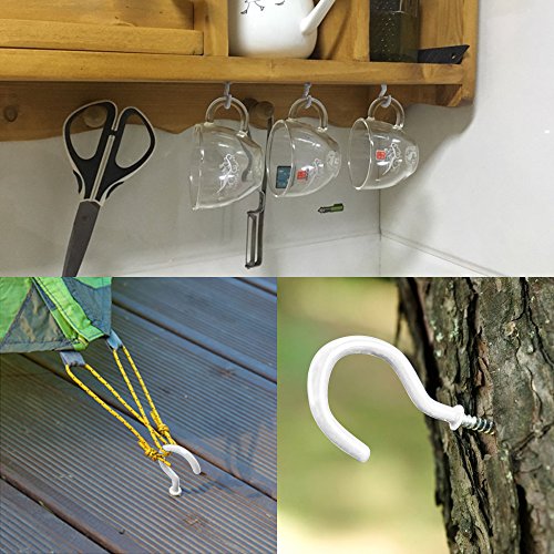 25 Pack Vinyl Ceiling Hooks for Indoor and Outdoor Use - White