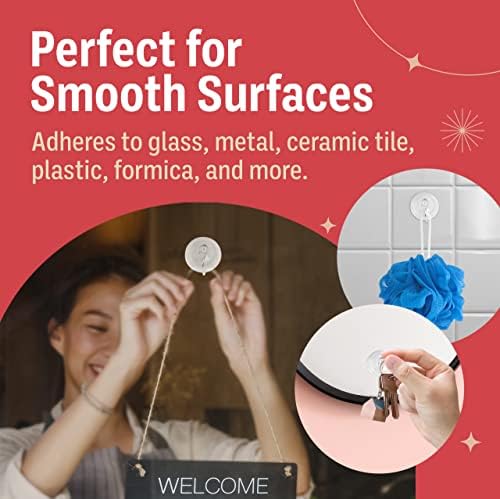 Suction Cup Wall Hooks 8 Pack - Heavy Duty 1 lb Capacity