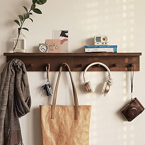 XAOMLP Walnut Finish Wall-Mounted Coat Rack