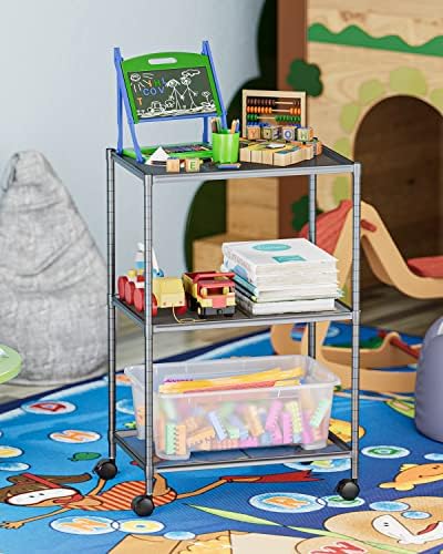OVICAR 3-Tier Steel Wire Storage Shelving Unit with Wheels