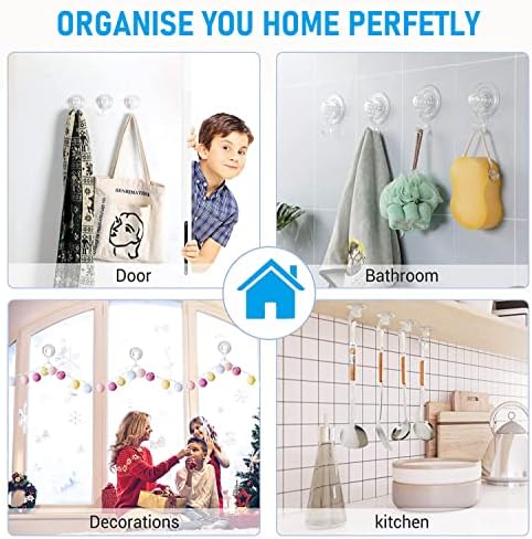 Quntis 4 Pack Suction Cup Hooks for Bathroom and Window