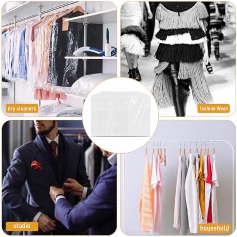 20 Pack Clear Clothes Covers for Hanging Garments Plastic Dry Cleaning Bags