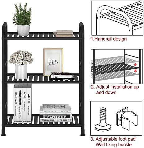 JSB 3-Tier Adjustable Metal Shelving Unit Black