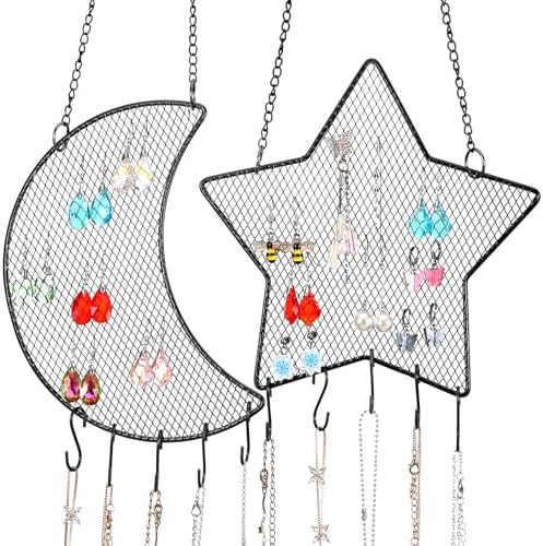 Jetec 2 Pcs Diamond Grid Earring Wall Holder Organizer