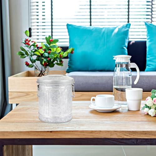 NUOBESTY Rustic Iron Desktop Trash Can Mini Waste Basket with Lid
