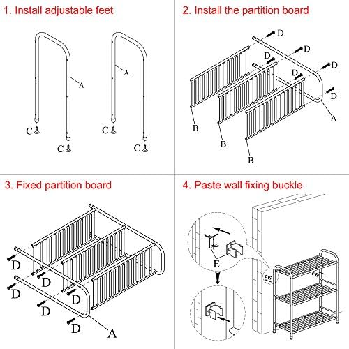 JSB 3-Tier Adjustable Metal Shelving Unit Black