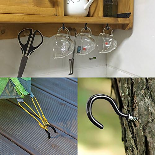25 Pack Vinyl Ceiling Hooks for Kitchen Storage - Black