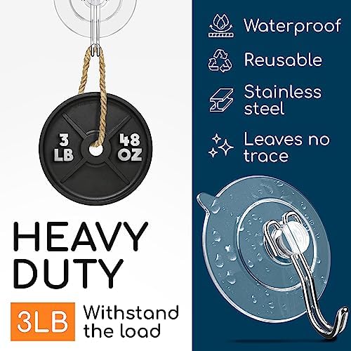 GLUIT Suction Cup Hooks - 14 Pack for Kitchen Bathroom Window Door Shower Wall Use