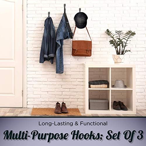 Stur-De Decorative Wall Hooks - Pack of 3 Black 1