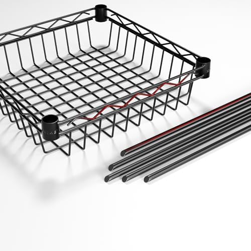 SINGAYE 6 Tier Adjustable Wire Shelf with Wheels Black