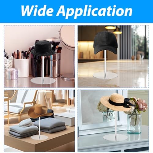 6PCS Acrylic Hat Stand Holder 12 Inch Clear Display Rack for Hats Wigs and Jewelry