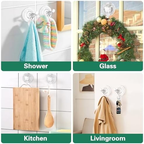 Goabroa 3 Pack Heavy Duty Suction Cup Hooks for Shower and Glass