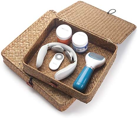 Seagrass Storage Basket Box with Lid Set of 2