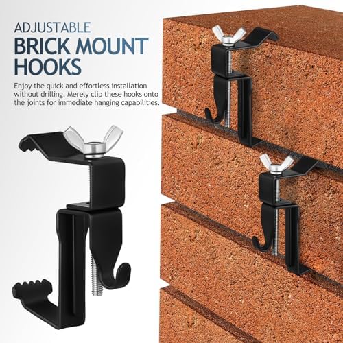 Adjustable Brick Hooks Clamp 8pcs Heavy-Duty No Drill Wall Hangers for Wreaths and Decor