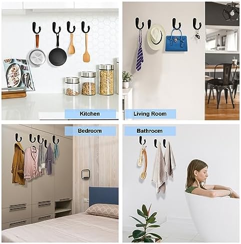 Kruodop 4 Pack Heavy Duty Wall Hooks